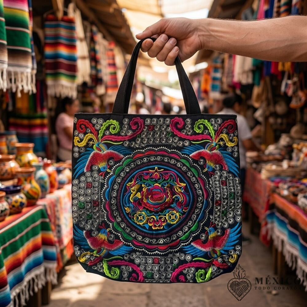 Mexican morral  bag  13.5 x 13.5 zipper on top 2 in bottom